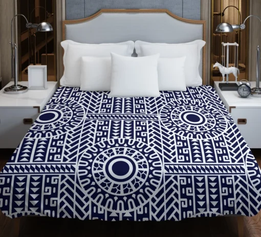 Flat Maori Tattoo Pattern Design Duvet Cover