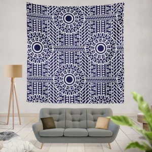 Flat Maori Tattoo Pattern Design Wall Tapestry