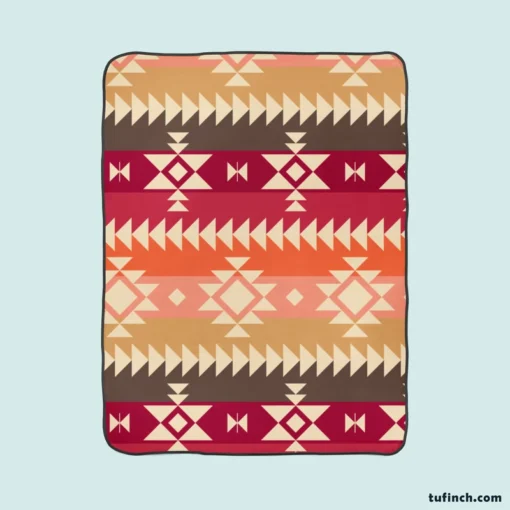 Flat Native American Pattern Fleece Blanket 1