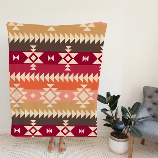 Flat Native American Pattern Fleece Blanket