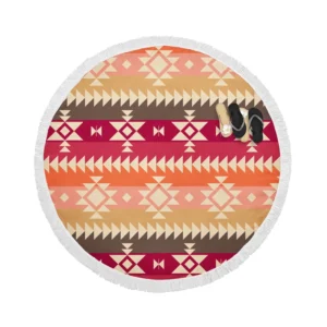 Flat Native American Pattern Round Beach Towel