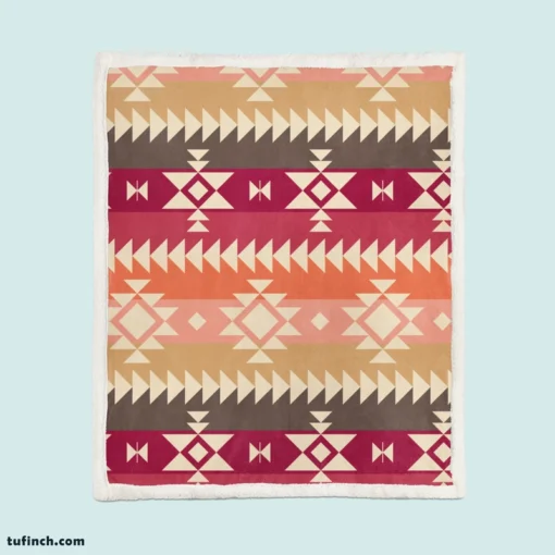 Flat Native American Pattern Sherpa Fleece Blanket 1