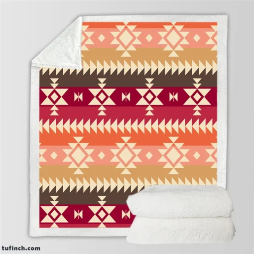 Flat Native American Pattern Sherpa Fleece Blanket