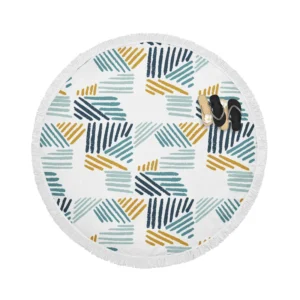 Flat Organic Abstract Element Pattern Round Beach Towel