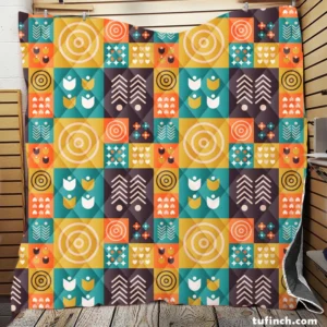 Flat Scandinavian Design Pattern Quilt Blanket