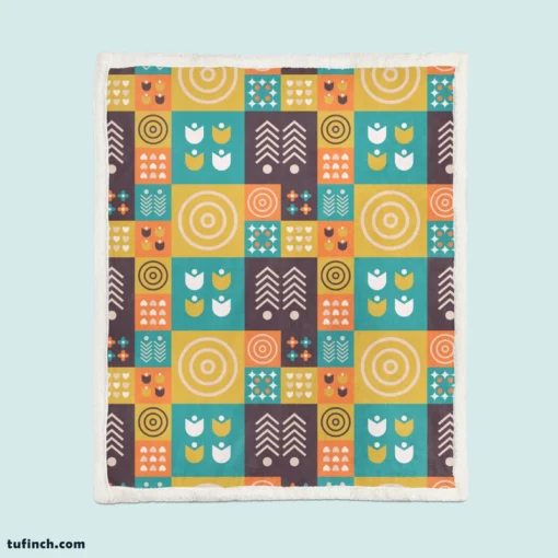 Flat Scandinavian Design Pattern Sherpa Fleece Blanket 1