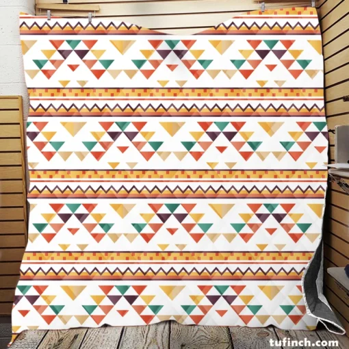 Flat Traditional Native American Pattern Quilt Blanket