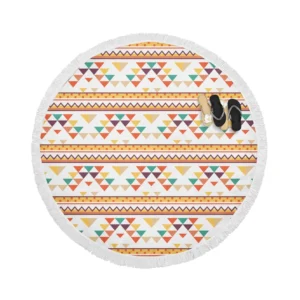 Flat Traditional Native American Pattern Round Beach Towel