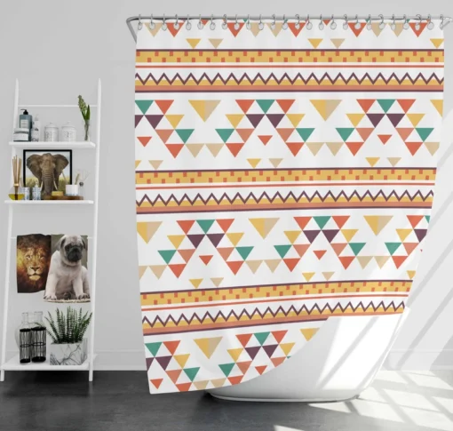 Flat Traditional Native American Pattern Shower Curtain