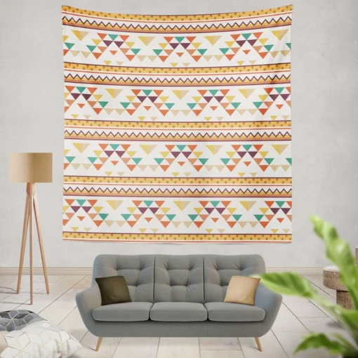 Flat Traditional Native American Pattern Wall Tapestry