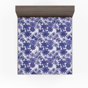 Floral Blue Toile Pattern Fitted Sheet