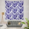 Floral Blue Toile Pattern Wall Tapestry