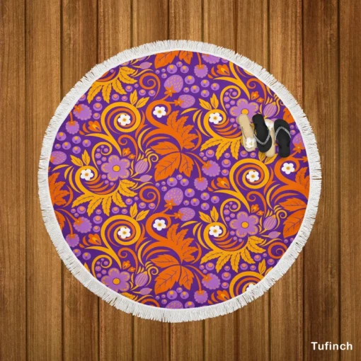 Floral Bouquets Pattern Design Round Beach Towel