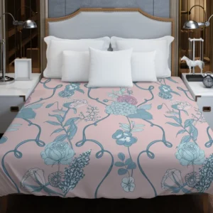 Floral Chinoiserie Style Pattern Duvet Cover