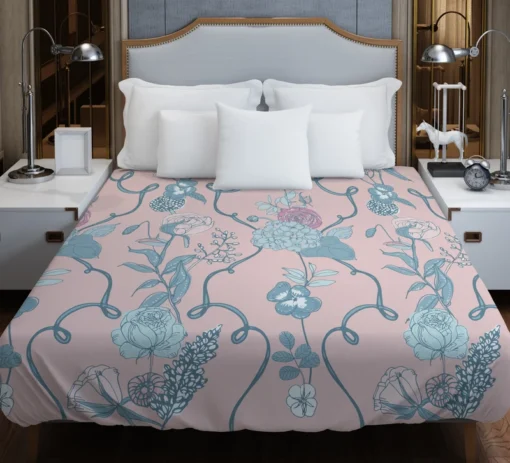 Floral Chinoiserie Style Pattern Duvet Cover