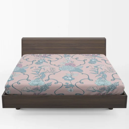 Floral Chinoiserie Style Pattern Fitted Sheet 1