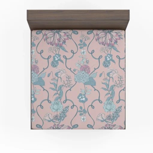 Floral Chinoiserie Style Pattern Fitted Sheet