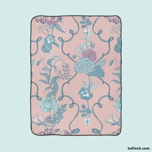 Floral Chinoiserie Style Pattern Fleece Blanket 1