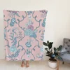 Floral Chinoiserie Style Pattern Fleece Blanket