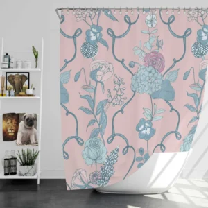 Floral Chinoiserie Style Pattern Shower Curtain