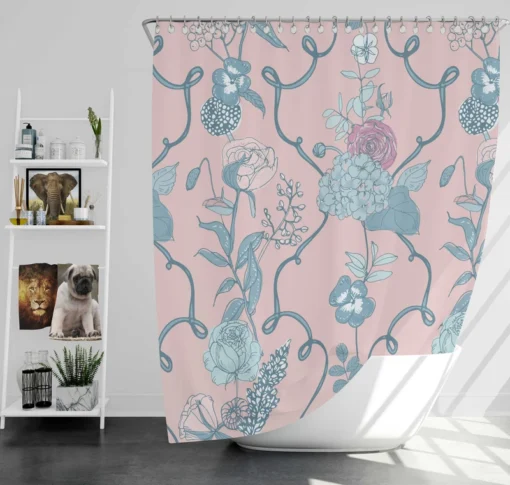 Floral Chinoiserie Style Pattern Shower Curtain