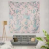 Floral Chinoiserie Style Pattern Wall Tapestry