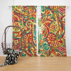 Floral Doodle Design Curtain