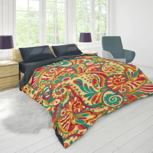 Floral Doodle Design Duvet Cover 1