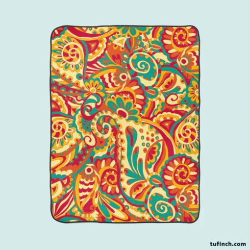 Floral Doodle Design Fleece Blanket 1