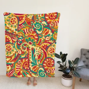 Floral Doodle Design Fleece Blanket