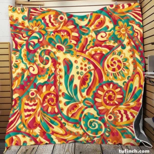 Floral Doodle Design Quilt Blanket