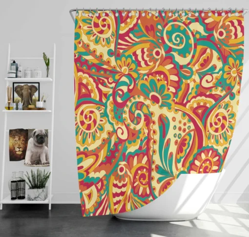 Floral Doodle Design Shower Curtain