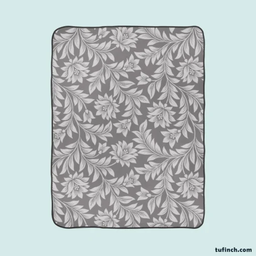 Floral Drawn Sketch Design Fleece Blanket 1