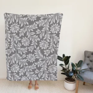 Floral Drawn Sketch Design Fleece Blanket