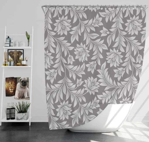 Floral Drawn Sketch Design Shower Curtain