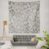 Floral Drawn Sketch Design Wall Tapestry