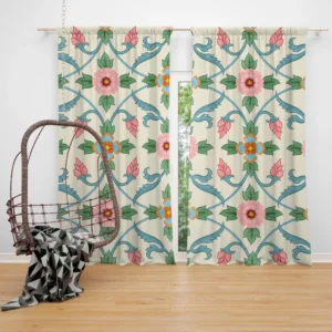 Floral Folk Art Pattern Curtain