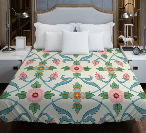 Floral Folk Art Pattern Duvet Cover