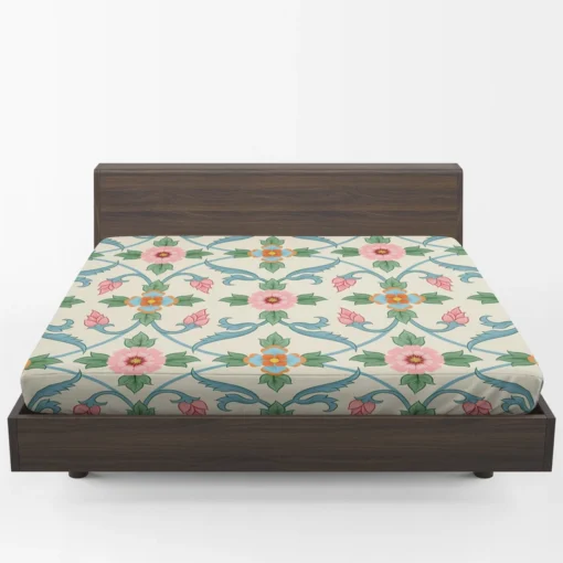 Floral Folk Art Pattern Fitted Sheet 1