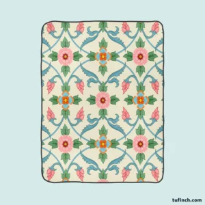 Floral Folk Art Pattern Fleece Blanket 1