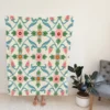 Floral Folk Art Pattern Fleece Blanket