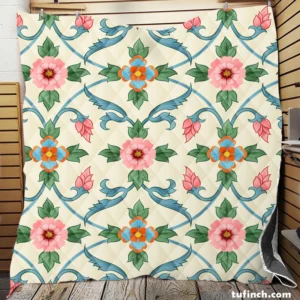 Floral Folk Art Pattern Quilt Blanket