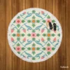 Floral Folk Art Pattern Round Beach Towel