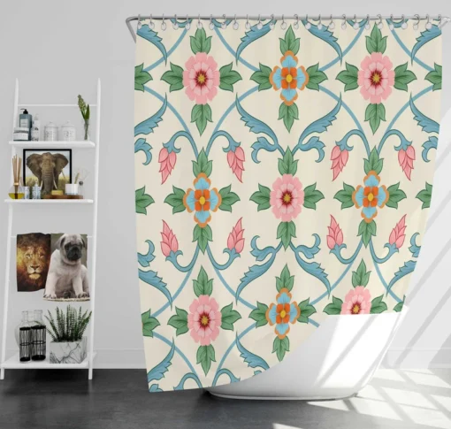 Floral Folk Art Pattern Shower Curtain