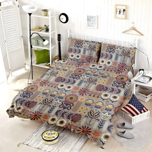 Floral Folk Pattern Bedding Set