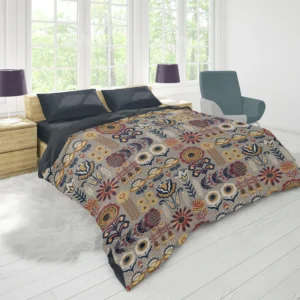 Floral Folk Pattern Duvet Cover 1