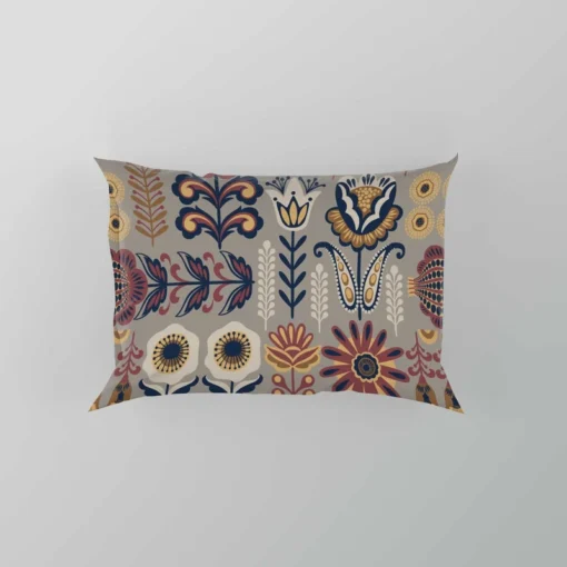 Floral Folk Pattern Pillow Case