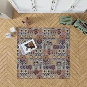 Floral Folk Pattern Rug