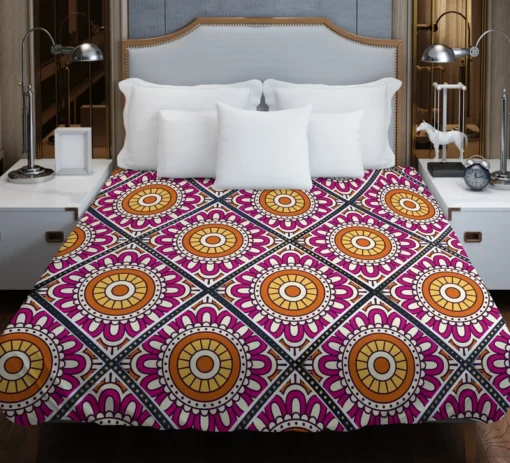 Floral Geometric Ethnic Pattern Duvet Cover