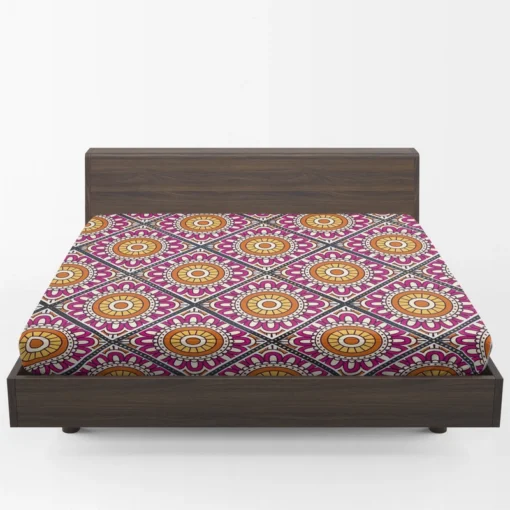 Floral Geometric Ethnic Pattern Fitted Sheet 1